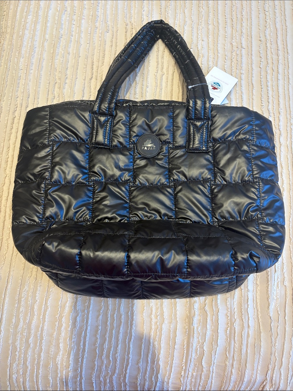 Pajar Black Quilted Tote Bag